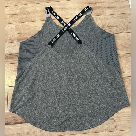 NIKE Dri-Fit Elastika Cross Over Logo Strap Tank XL Grey - Picture 3 of 4